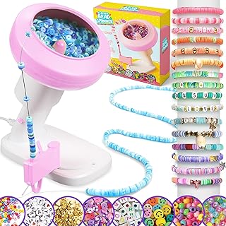 Electric Clay Bead Spinner for Bracelet Making Kit - Clay Bead Bracelet Kit Essentials, Bead Spinner Needles Included, Easy Friendship Bracelet Making, Applicable for Different Kind of Beads (Pink)