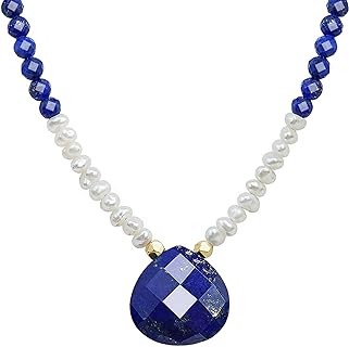 Pendant Chocker Necklaces for Women Trendy,3MM Womens Beaded Necklace,Blue Lapis Stone Bead Simple Necklace