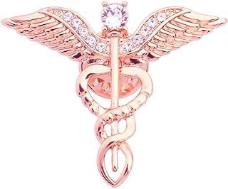 Medical Symbol Caduceus Stethoscope RN Nursing Badge Brooches Lapel Pin for Registered Nurse Doctor Rod Of Asclepius Emergency Brooch Jewelry