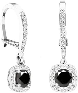Dazzlingrock Collection 6 MM Each Round Gemstone & White Diamond Ladies Halo Style Dangling Drop Earrings, Available in Various Gemstone & Metal in 10K/14K/18K Gold