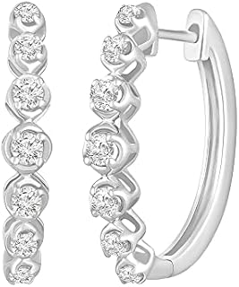 10K White Gold Round Lab Grown Diamond Hoop Earrings for Women, Ethical & Elegant Design