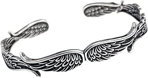 Angel Wings Bracelet for Women Girls, 925 Silver Plated Layering Angel Wings Bracelet Adjustable Inspirational Guardian Angel Bangle Bracelets for Women Men Birthday/Graduation Gifts