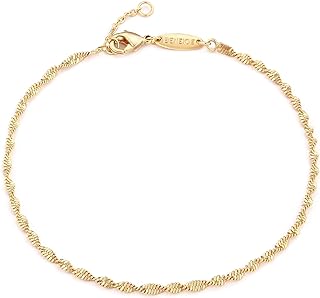 BENEIGE Rope Chain Anklet, Women's 14k Gold-Plated, Turquoise Evil Eye Design, Adjustable Size, With Lobster Claw Clasp