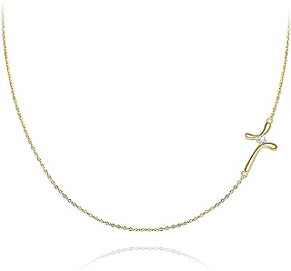 BriLove 925 Sterling Silver Cubic Zirconia Delicate Cross Sideways Choker Necklace for Women Girls
