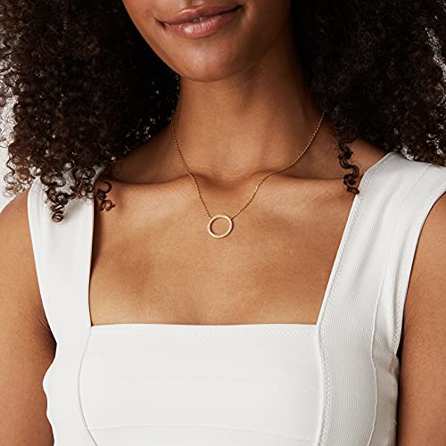 14K Gold Plated Circle CZ Solitaire Necklace | Elegant Bezel Pendant | Dainty Cubic Zirconia Halo Choker Necklaces for Women