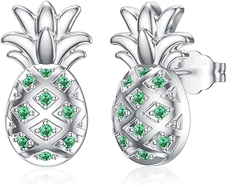 Stunning Sterling Silver Pineapple Stud Earrings with Cubic Zirconia Gems - Hypoallergenic & Polished to Perfection | Ideal Gift for Mothers Day, Birthday, Presents for Women, Teens & Girls, or Just to Treat Yourself!