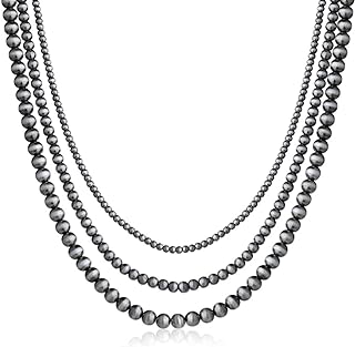 Layered Navajo Pearl Choker Set, Western-Style Vintage Jewelry for Women and Girls, Lightweight Cowgirl Beaded Necklace Design, Ideal Gift item