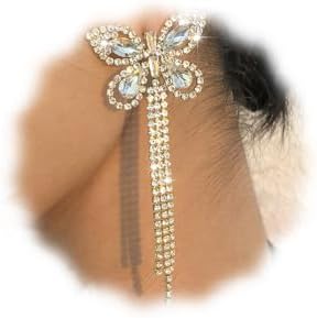 Snap-Back, Gold Vintage Rhinestone Butterfly Dangle Earrings, Zinc Crafted Stud Design, Ideal for Women, Wedding-Ready