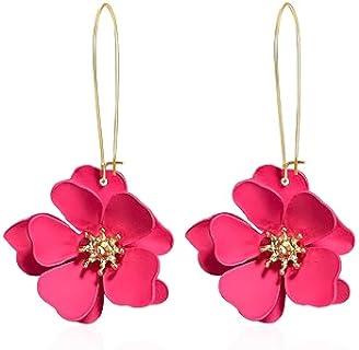 Unique Boho Flower Dangle Earrings Exaggerated Layered Floral Petal Drop Dangle Earrings Statement Stud Earring for Women Girls Jewelry Gifts with Box