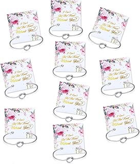 Set of 10 Magnetic Clasp Alloy Knot Bangle Bracelets for Bridesmaids - Durable & Adjustable Cuff Design with Gift Cards Included