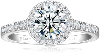 Moissanite Engagement Ring for Women Sterling Silver Wedding Ring with 18K White Gold Plated D Color VVS1 Moissanite Diamond Promise Ring Size 4-10