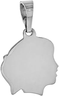 Small Sterling Silver Girl Silhouette Charm Pendant for Women with Removeable Bale for Charm Bracelets 13/16 inch tall sold with or Without Chain