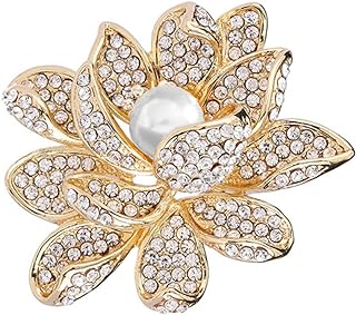 Lotus Brooch Vintage Rhinestone Flower Brooch Pearl Pin For Women Badge Jackets Lapel Clothes Accessories Wedding Gifts For Women Girls
