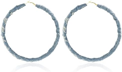 Bohemia Denim Hoop Earrings Simple Exaggerated Big Circle Round Statement Earrings Jewelry Accessories for Women Girl Bridal
