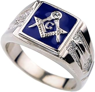 Stainless Steel Freemason Wedding Ring for Men with Intricate Masonic Design