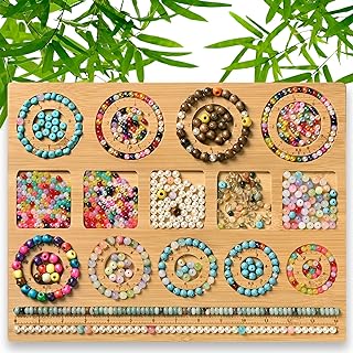 Petoysoso Brand Bamboo Bead Board for DIY Jewelry Making - Ideal for Crafting Bracelets and Necklaces with Ample Crafting Space and Bead Storage Slots