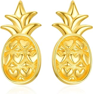 KECHO 14k Solid Gold Ruby Cherry Stud Earrings with Lever Back for Women and Girls - Love Symbolizing Design