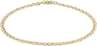Spring Ring Clasp, 14k Yellow Gold Charm Bracelet, Link Chain, Ideal for Women, Open Heart Design