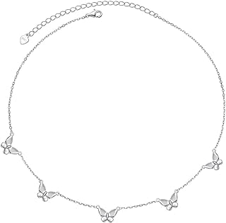 DAOCHONG 925 Sterling Silver Dainty Butterfly Choker Necklace for Women Teen Girls Jewelry Birthday Mother's Day Gifts
