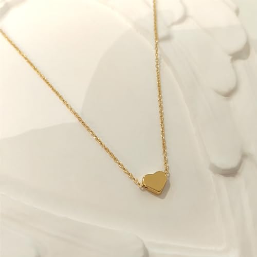 Cute Heart Necklace 18k Gold Plated Tiny Heart Pendant Choker Necklaces Small Gold Love Open Heart Chain Necklace for Women Dainty Gold Jewelry Gifts for Women Teen Girls