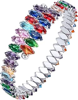 TEMPBEAU Armband mit Diamanten und rhomboiden Zirkonia, 8mm Breit, Verstellbar auf 17/19cm. Ein elegantes Schmuckstück für Damen, ideal als Geschenk für besondere Anlässe