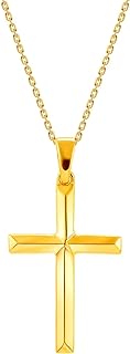 14K Solid Gold Cross Necklace for Women 14K Real Gold Chain with Cross Pendant 16+1+1 inch