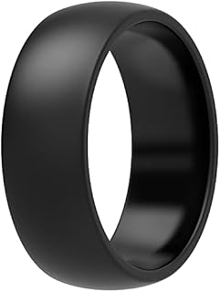 ThunderFit Mens Silicone Rings Wedding Bands, Classic & Striped Style 8.7 mm Wide 2.5mm Thick - 1/4/7 Variety Multipack
