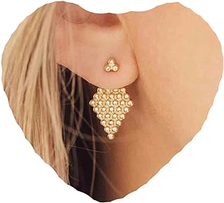 Yheakne Boho Square Ear Jackets Earrings Gold Diamond Shape Studs Earrings Double Sided Earrings Minimalist Geometric Earrings Jewelry for Women and Girls