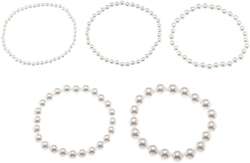 Pingyongchang 6Pcs Stackable Venetian Pearl Flat Brass Bead Ball Bracelet Set Simple Delecate Gold Beaded Stretch Bracelets Friendship Bangle Boho Stretchable Elastic Bracelet for Women Girl