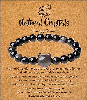 Spring Ring Clasp Cat Bead Bracelet on Bead Chain, Natural Stone Material for Women and Men, Cat Lover Gift, Mother's Day Gift, Good Luck Charm