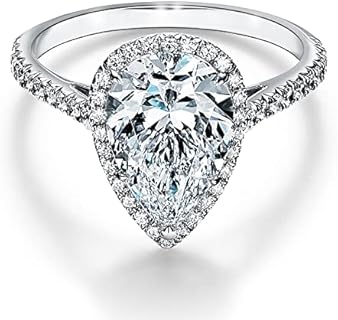 Moissanite Rings for Women 1 CT Pear Shaped Wedding Ring Engagement Rings for Women White Gold S925