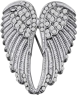 FEELMEM Angel Wings Biker Brooch Crystal Rhinestone Guardian Angel Wing Brooch Pins for Women Girl Biker Jewelry Drive Safe Gift