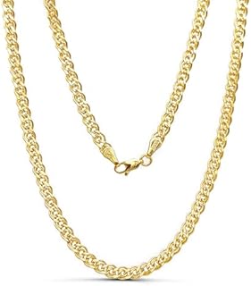JEWELHEART 14K Gold Double Cuban Link Chain Men - 3mm 3.7mm 4.5mm Diamond Cut Link Necklace - Yellow Real Gold Chain Necklace For Women with Lobster Clasp 16" 18" 20" 22" 24"