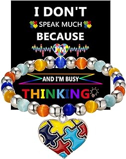 Autism Awareness Beaded Bracelet with Lobster Claw Clasp, Bead Chain - Unisex Love Puzzle Piece Design, Alloy Material from Switzerland - Autism Mom, Dad, Kid, Asperger Support Accessory