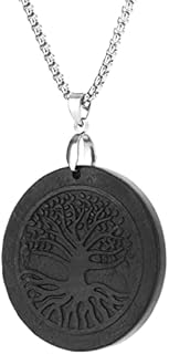 Tree of Life Design Shungite Crystal Necklace with Stainless Steel Chain - Hand-cut, Authentic Shungite Gem Pendant