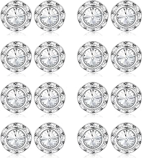 HAIAISO 8 Pairs Rhinestone Dance Competition Earrings Round Shaped Acrylic Stone Inside Crystal Halo Stud Earrings Stage Opera Performance Bridal Prom Party Earrings Jewelry 15mm