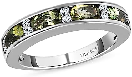Shop LC Moldavite Zircon Eternity Ring 925 Sterling Silver Wedding Band for Women Birthday Gifts