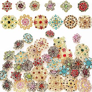 36 Pieces Brooches Jewelry for Women Mixed Color Rhinestone Flower Brooches Bulk Decorative Pins Costume Jewelry Pins Crystal Vintage Lapel Pins Wedding Bouquet Broaches Kit Crafts
