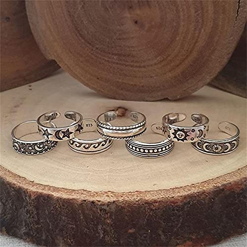 MJust 54Pcs Open Toe Rings Set for Women Men Adjustable Vintage Retro Knuckle Ring Toe Finger Tail Ring Beach Foot Jewelry
