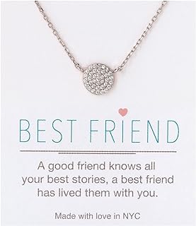 Best Friend Gift, Friendship Necklace - CZ Pave Necklace in Gold, Rose Gold, Sterling Silver