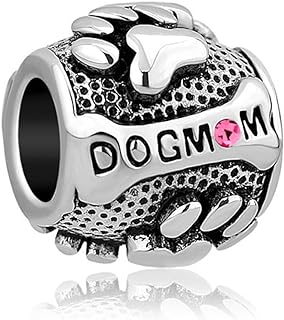 SexyMandala Dog Paw Charm Mom Animal Print Jan-Dec Birthstone Beads For European Bracelets