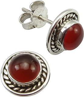 SilverStarJewel Sterling Silver Carnelian Stud Earrings 0.4" Wholesale Jewelry
