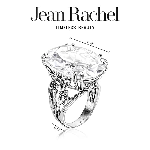 925 Sterling Silver Statement Ring White Oval Shaped Cubic Zirconia CZ Organic Look Vintage Antique Look Hypoallergenic Nickel and Lead-free Artisan Handcrafted Designer collection, Made In Israel 0