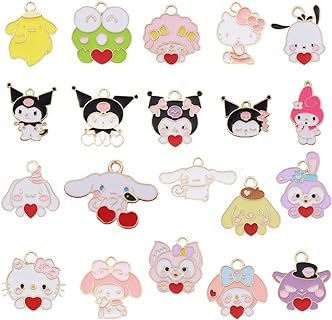 40pc Sanrio Alloy Steel Bracelet Beads Set with Cute Cartoon Animal Charms - Perfect for Custom Jewelry & Decorations