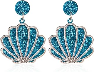 Seakuur Light Weight Acrylic Sea Shell Nautical Sea Beach Stud Earrings Summer Beach Earrings for Women Girl jewelry With Gift Box