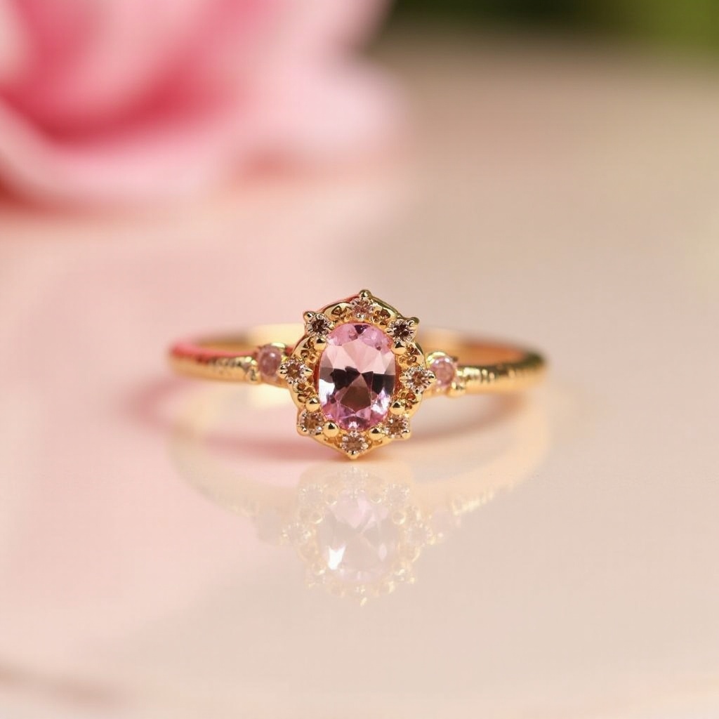 Goldener Ring mit rosa Stein: Eleganz und Symbolik