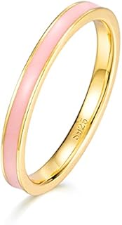 Simple Elegance Enamel Stacking Ring in 925 Sterling Silver for Women – Hypoallergenic, Versatile & Lightweight
