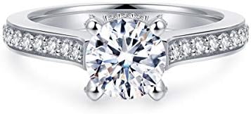 1ct True D Color VVS Hidden Halo Round Brilliant Cut Solitaire Moissanite Engagement Ring