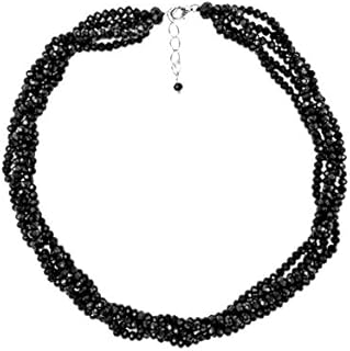 MGR MY GEMS ROCK! Silver-Plated Crystal Beaded Bib Necklace with Lobster-Claw Clasp & Ball Chain, Multi-Strand Layered Design - 18 Inches Long