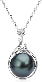 DENGGUANG 18K Gold Tahitian Pearl Pendant Necklace with Lobster Clasp and Cable Chain for Women - Premium Sterling Silver Jewelry Gift for Mom, Wife, Daughter